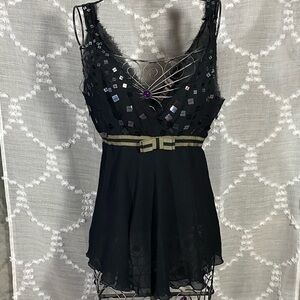 Y2K JLO sheer baby doll top size S with sequins